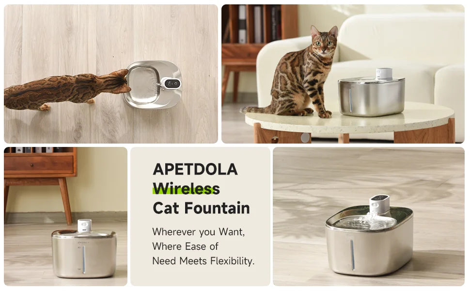 APETDOLA 4L Wireless Cat Water Fountain Auto Sensor Drinking Fountain For Cats Dog Drinker Pet Water Dispenser Accessories