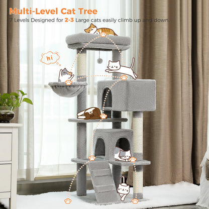Luxury Cat Tree Multi-Level Tower with Cat Condo Cozy Perches Pet Play House Scratching Post Stable Cat Tower with Hanging Ball