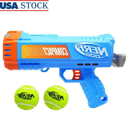 Compact Tennis Ball Launcher Dogs with 2 Balls Hands-Free Pickup Portable 40ft Distance Chewable Waterproof Easy Storage