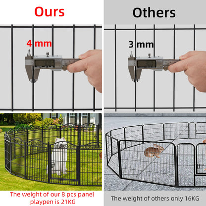 Heavy Duty Metal Dog Playpen, Foldable, 8 Panels, Pet, Animal, Kennel Pen, Fence with Gate for Indoor and Outdoor