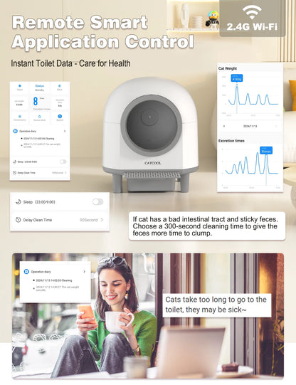 OMCPET Automatic Smart Cat Litter Box Self Cleaning Sandbox Support APP Remote Control Pet Toilet Litter Pet Closed Tray Toilet