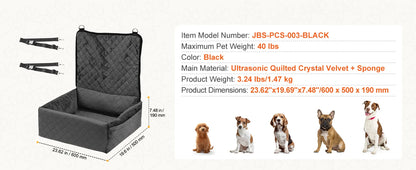 SucceBuy Dog Car Seat Waterproof Dog Booster Seat Pet Car Seat with Clip-On Safety Leash PP Cotton Car Bed for Medium Large Dog