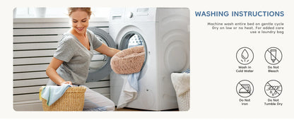 JHK Calming Dog Bed for Medium to Large Dogs Washable Large Pet Bed Anti-Slip Round Fluffy Plush Faux Fur Dog Bed