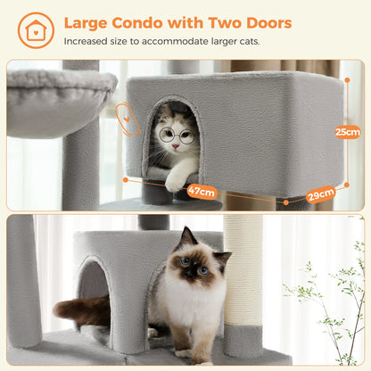 Luxury Cat Tree Multi-Level Tower with Cat Condo Cozy Perches Pet Play House Scratching Post Stable Cat Tower with Hanging Ball