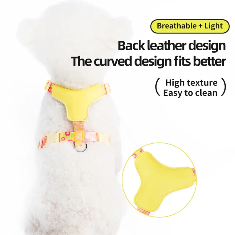 OODUDUOO Dog Harness and Leash Set Adjustable Pet Harness Vest For Small Medium Dogs Pet Collar Dog Chest Strap Outdoor Supplies