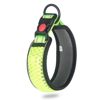 Reflective Dog Collar Night Safety Honeycomb Net Breathable Collars Anti Choke Padded Breathable Nylon Pet Collar Adjustable