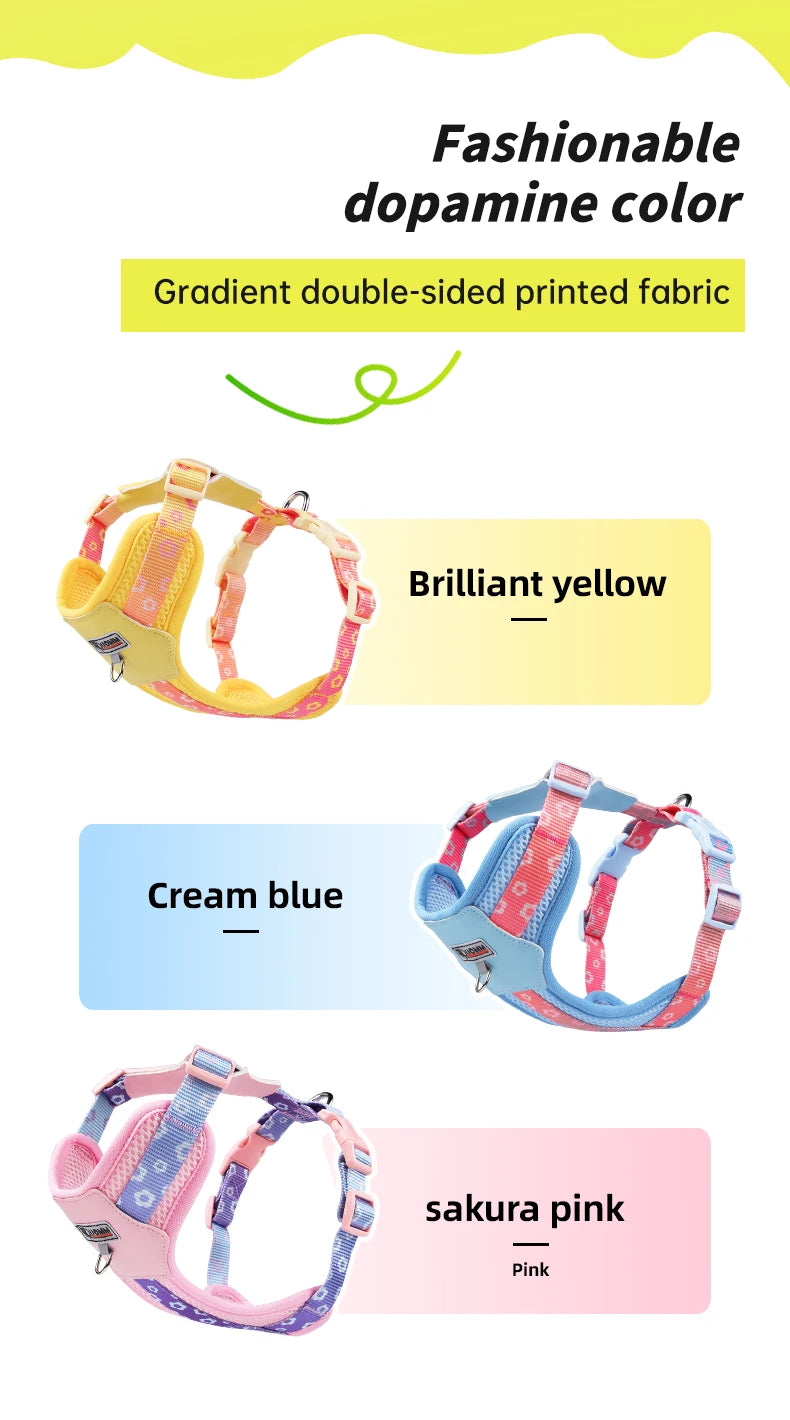 OODUDUOO Dog Harness and Leash Set Adjustable Pet Harness Vest For Small Medium Dogs Pet Collar Dog Chest Strap Outdoor Supplies