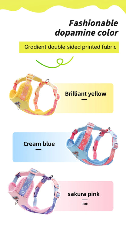 OODUDUOO Dog Harness and Leash Set Adjustable Pet Harness Vest For Small Medium Dogs Pet Collar Dog Chest Strap Outdoor Supplies