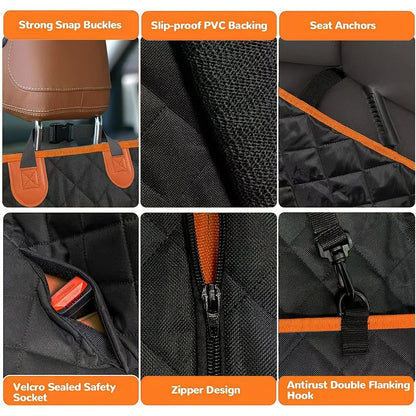 Pet Dog Car Seat Cover 100% Waterproof Seat Cover Hammock 600D Heavy Duty Scratch & Slip Durable Soft Back Seat Cover for Cars,