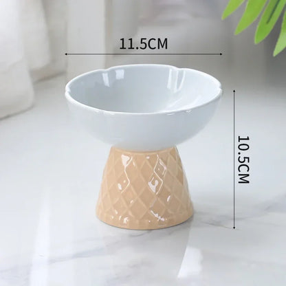 Cat Raised Ceramic Bowl Cute Pet Food Water Feeding Bowls Elevated Tilted Puppy Dogs Drinking Eating Bowl Pet Supplies
