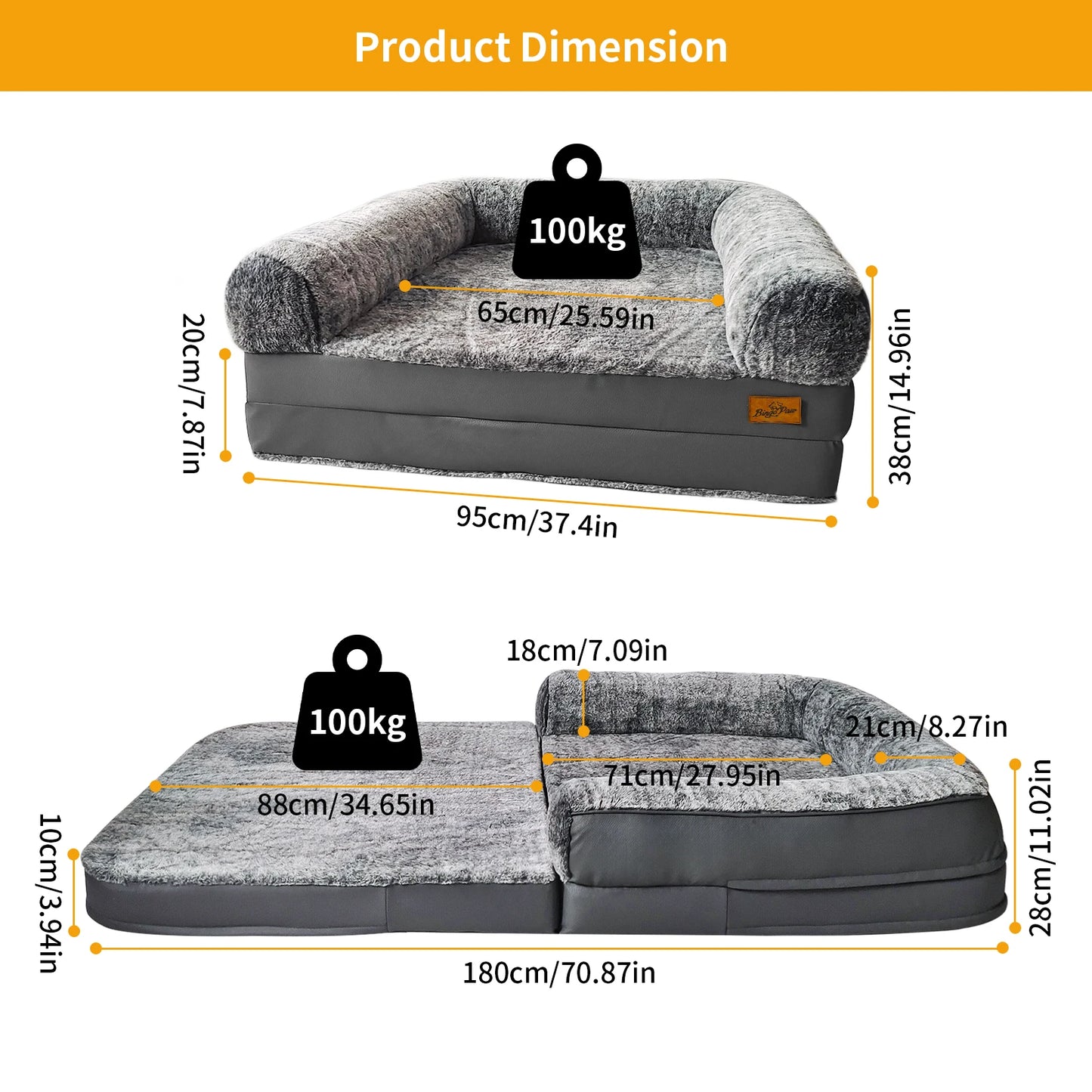 Long Human-Size Giant Dog Bed Foldable Calming Orthopedic