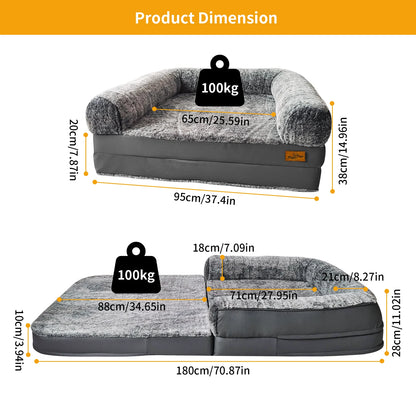Long Human-Size Giant Dog Bed Foldable Calming Orthopedic