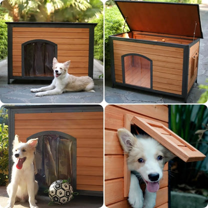 Dog House Outdoor Weatherproof Chew Proof Dog Kennel for Small Medium Large Dogs with Strong Metal Chew Proof