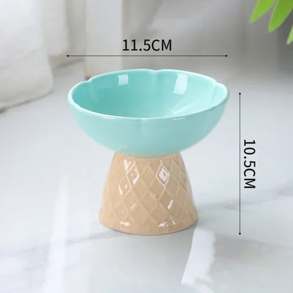 Cat Raised Ceramic Bowl Cute Pet Food Water Feeding Bowls Elevated Tilted Puppy Dogs Drinking Eating Bowl Pet Supplies