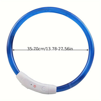 New LED Dog Collar USB Rechargeable，3 Mode Adjustable Glowing Dog Collar for Night Walking，Safe Reflective Pet Collar