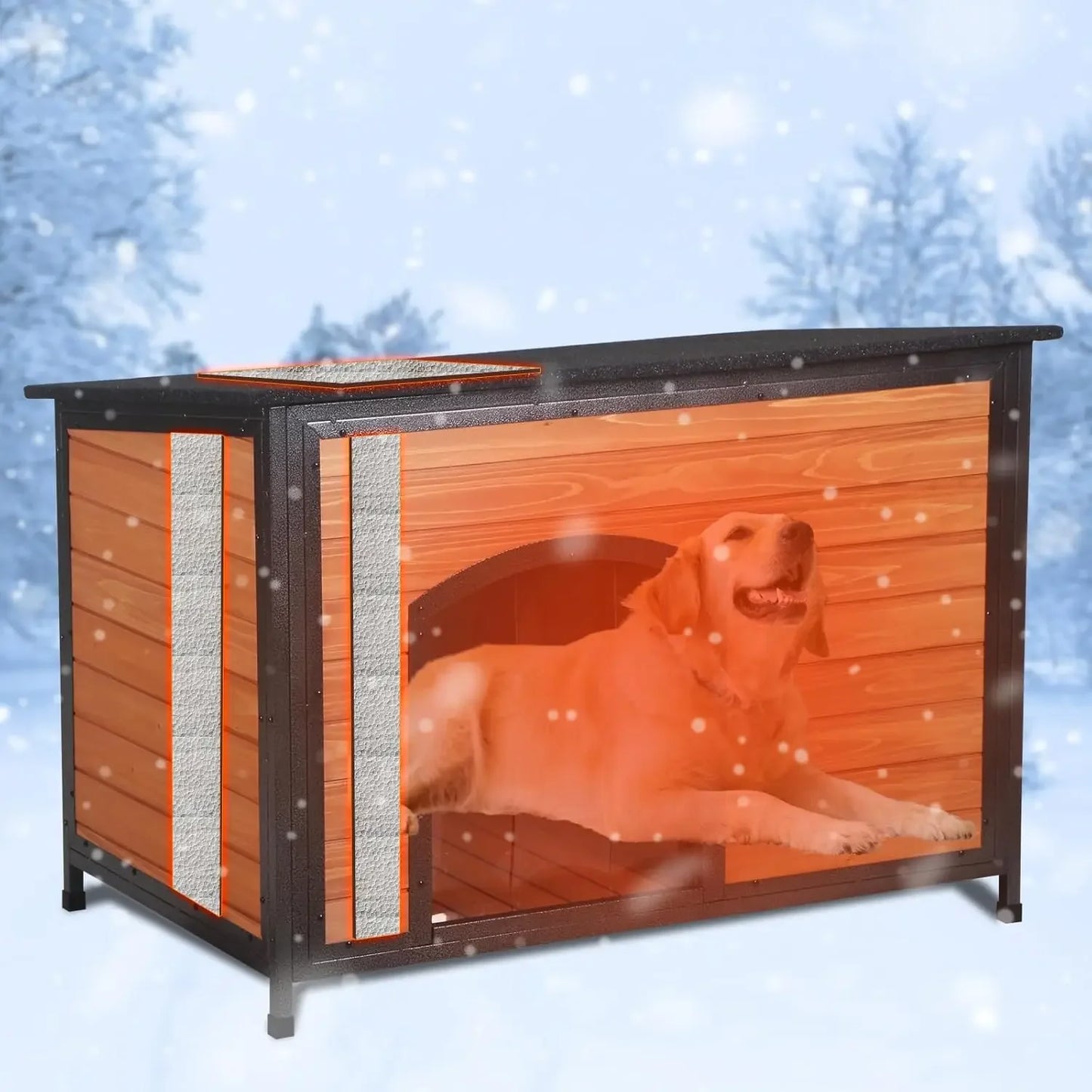 Dog House Outdoor Weatherproof Chew Proof Dog Kennel for Small Medium Large Dogs with Strong Metal Chew Proof