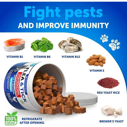 Flea Treatment for Cats Natural Flea and Tick Prevention Supplement for Cats Kittens Chewable Daily Oral Pills with Vitamins 13
