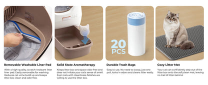 Self Cleaning Litter Box, Automatic Cat Litter Box with APP Control, Odor-Free  Large Waste Bin, Open-Top for Multi Cats