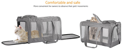 "Airline-approved pet carrier for cats/dogs, soft travel bag, breathable honeycomb board, removable support, for car/air travel