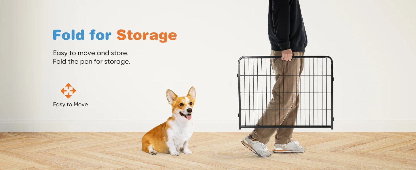 JHK 8 Panel Dog Playpen Indoor Pet Fence Exercise for Yard Gate Heavy Duty Crates with Doors Metal Dog Pen for Camping Outdoor