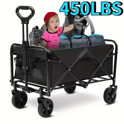 Wagon Cart Foldable Heavy Duty Utility Cart for Groceries, Sports, Gardening, Shopping portable folding cart foldable cat