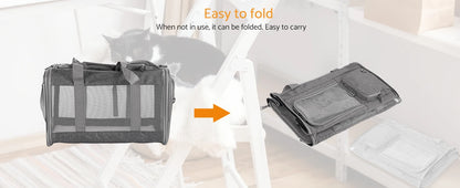"Airline-approved pet carrier for cats/dogs, soft travel bag, breathable honeycomb board, removable support, for car/air travel