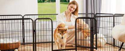 JHK 8 Panel Dog Playpen Indoor Pet Fence Exercise for Yard Gate Heavy Duty Crates with Doors Metal Dog Pen for Camping Outdoor