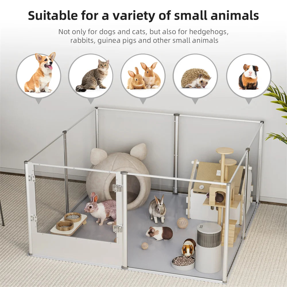 Extra Large Dog Playpen Acrylic Enclosure Pet Animal Bunny Ferrets Dog Fence Cage Pet Whelping Box with Waterproof Fertility Pad