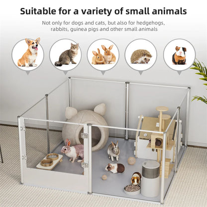1Pc Large Acrylic Dog Playpen Cage Whelping Pen Box Indoor Enclosure Pet Clear Fence Puppy Playpen with Waterproof Fertility Pad