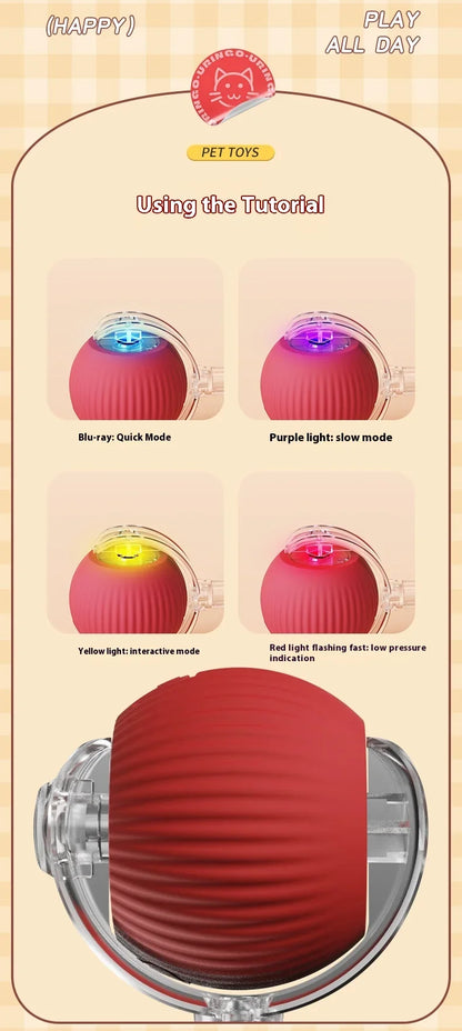 2Pcs Cat Interactive Ball Toys Automatic Rolling Ball Faux Tail Rechargeable Smart Pet Electric Toy Cat Training Imitate Mouse