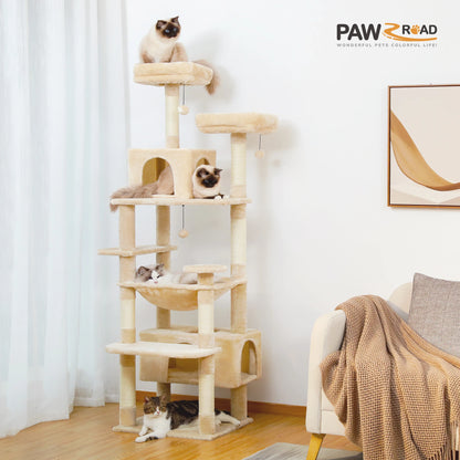 Large Cat Tree and Tower for Indoor Cats With Sisal-Covered Scratching Posts Spacious Hammock Padded Perches and Condos Cat Toys