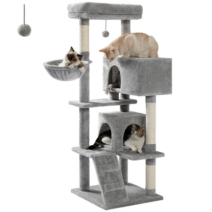 Luxury Cat Tree Multi-Level Tower with Cat Condo Cozy Perches Pet Play House Scratching Post Stable Cat Tower with Hanging Ball