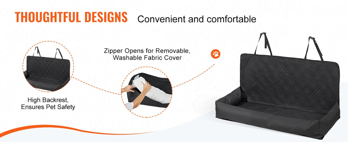 SucceBuy Dog Car Seat Waterproof Dog Booster Seat Pet Car Seat with Clip-On Safety Leash PP Cotton Car Bed for Medium Large Dog