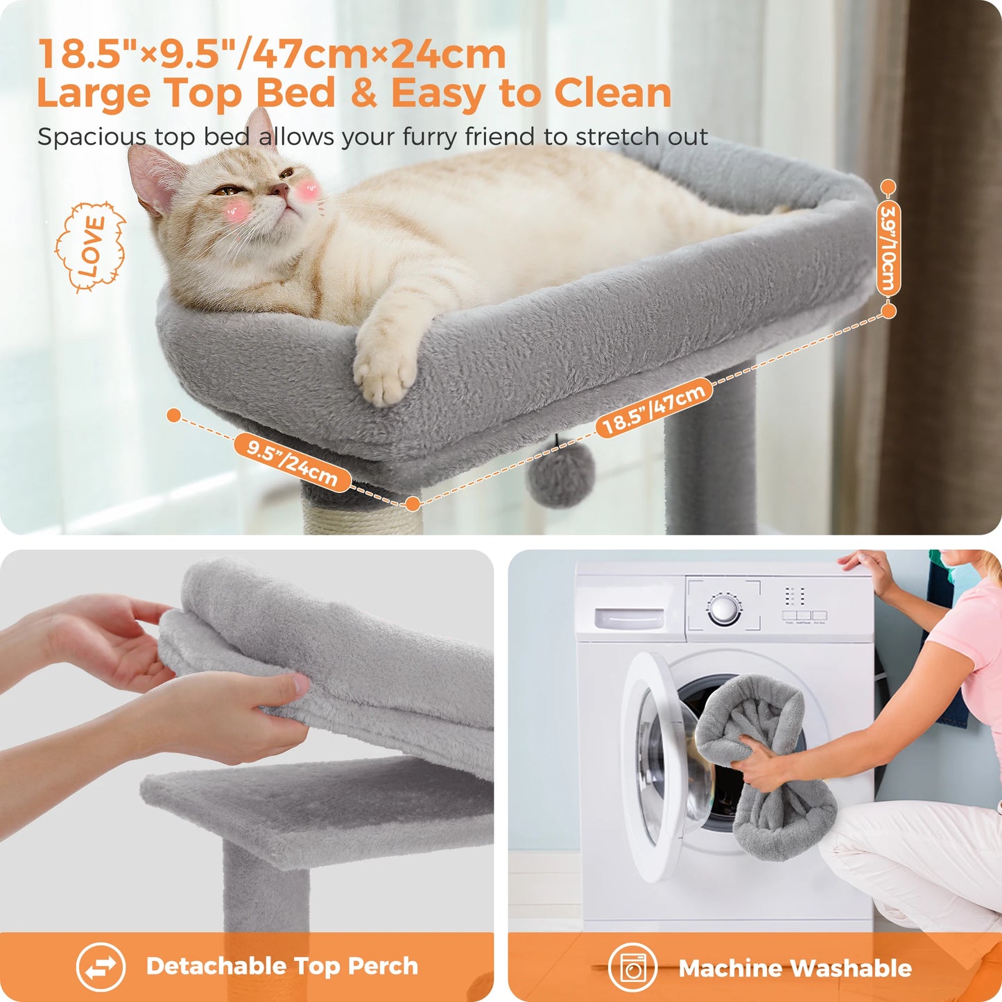 Luxury Cat Tree Multi-Level Tower with Cat Condo Cozy Perches Pet Play House Scratching Post Stable Cat Tower with Hanging Ball