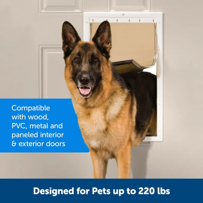 X-Large Plastic Pet Door for Dogs & Cats Up to 220 lb, Easy Installation for Interior & Exterior Doors, Weather Resistant