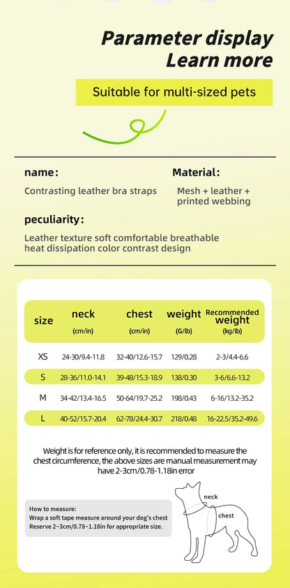 OODUDUOO Dog Harness and Leash Set Adjustable Pet Harness Vest For Small Medium Dogs Pet Collar Dog Chest Strap Outdoor Supplies