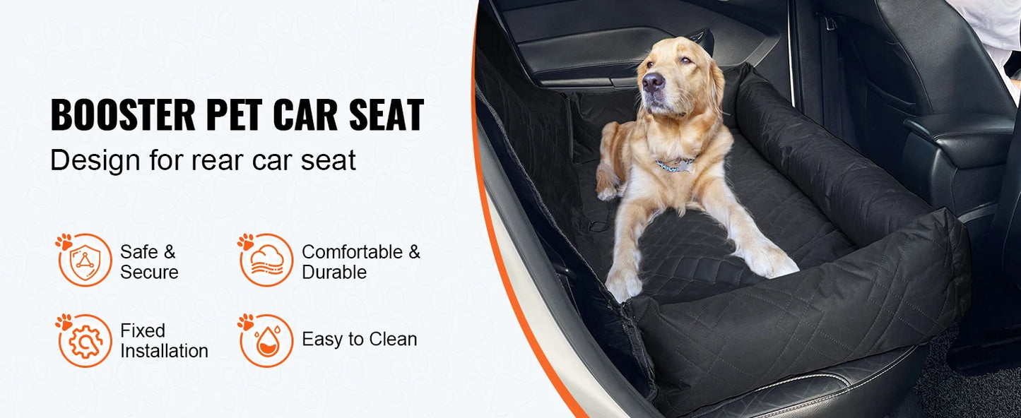 SucceBuy Dog Car Seat Waterproof Dog Booster Seat Pet Car Seat with Clip-On Safety Leash PP Cotton Car Bed for Medium Large Dog