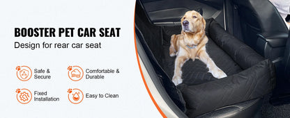 SucceBuy Dog Car Seat Waterproof Dog Booster Seat Pet Car Seat with Clip-On Safety Leash PP Cotton Car Bed for Medium Large Dog