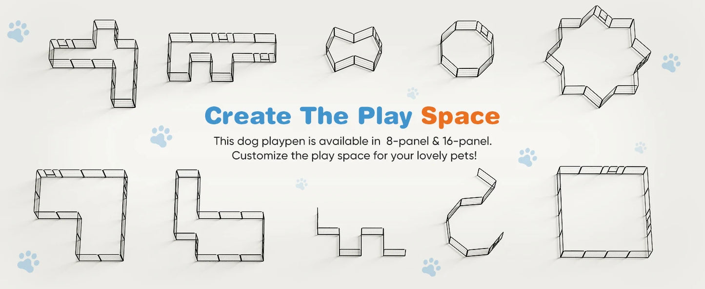 JHK 8 Panel Dog Playpen Indoor Pet Fence Exercise for Yard Gate Heavy Duty Crates with Doors Metal Dog Pen for Camping Outdoor