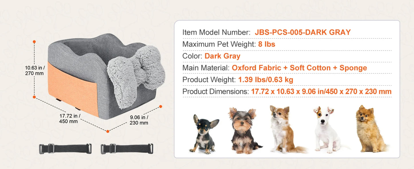 SucceBuy Dog Car Seat Waterproof Dog Booster Seat Pet Car Seat with Clip-On Safety Leash PP Cotton Car Bed for Medium Large Dog