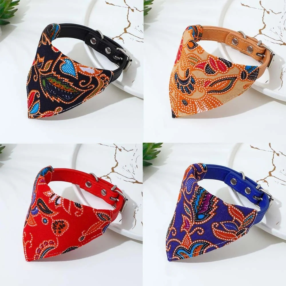 Adjustable Pets Bandana Collar PU Neck Scarf
 Triangle Scarf XS-L