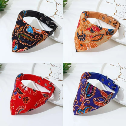 Adjustable Pets Bandana Collar PU Neck Scarf
 Triangle Scarf XS-L