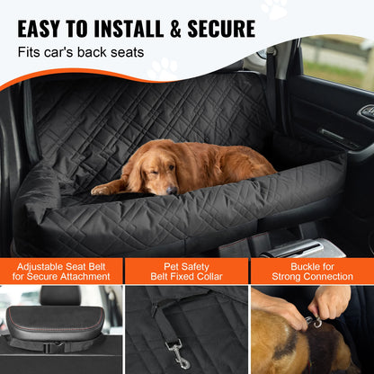 SucceBuy Dog Car Seat Waterproof Dog Booster Seat Pet Car Seat with Clip-On Safety Leash PP Cotton Car Bed for Medium Large Dog