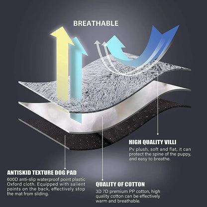 Large Plush Dog Bed Washable Non-Slip Pet Mat Therapeutic Support Anti Anxiety Comfort Medium Large Dogs Cats Travel Use