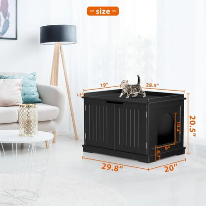 Cat Litter Box Enclosure Litter Box Furniture Hidden Wooden Litter Cabinet w/Removable Dividers, Cabinet for Cat Washroom Storag