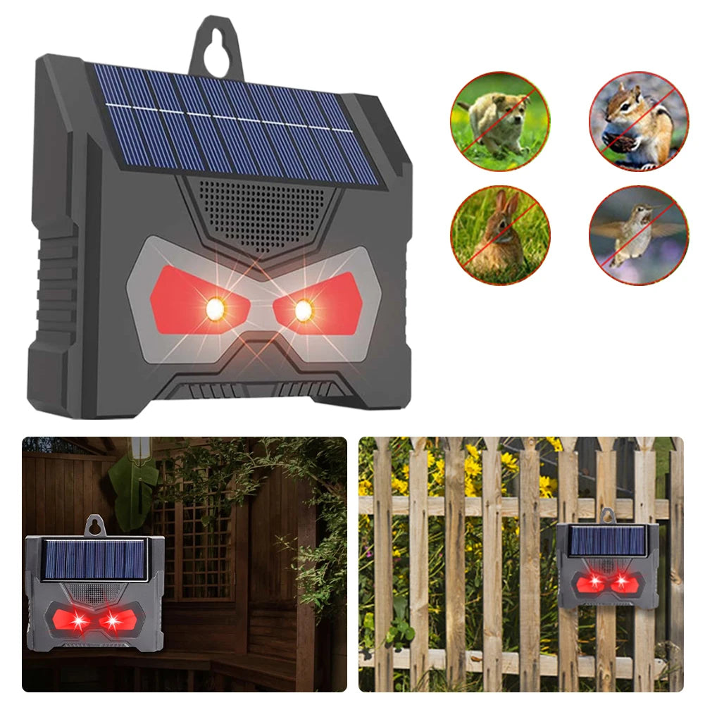 Solar Ultrasonic Animal Repeller Cat Repellent Outdoor with LED Flashing Light Deer Dog Squirrel Skunk Cat Repellent Devices