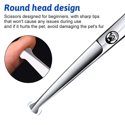 Professional 7 Inch 4CR Stainless Steel Pet Hair Shears 7Pcs/set Scissors Set for Pet Dog Grooming