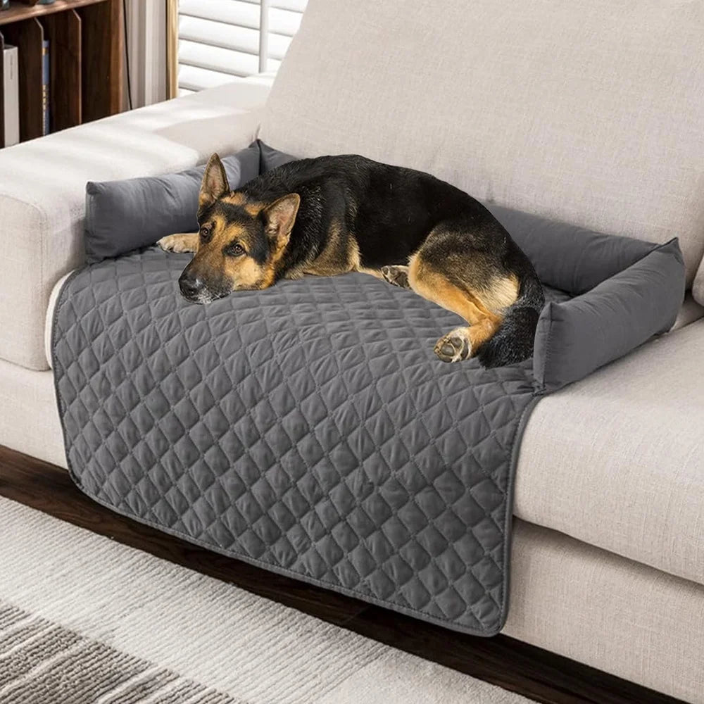 Comfortable Dog Couch Bed with Memory Foam Bolster Non-Slip Waterproof Pet Mat Large Dogs and Cats Easy Maintenance