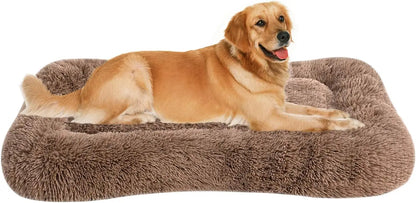 Deluxe Plush Bed Pet Cushion Crate Mat,Fulffy Comfy Kennel Anti-Slip Washable Pad for Medium Large X-Large Dogs