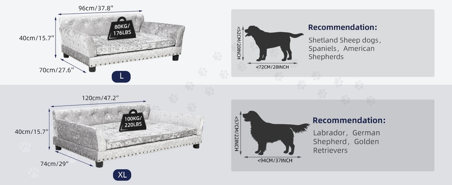 Heavy Duty Pet Sofa Large Raised Dog Bed Cushioned Sofa Softly Pet Cat Bed Puppy Sofa Couch Lounge Bed